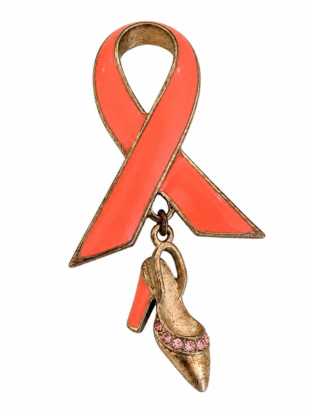 Payless 2004 Pink Ribbon High Heel Charm Brooch Pin Breast Cancer Awareness